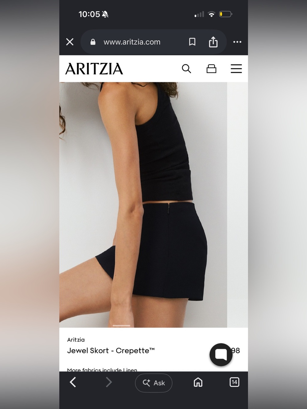 Aritzia Black Mini Skirt - Jewel Skort - Picture 2 of 7